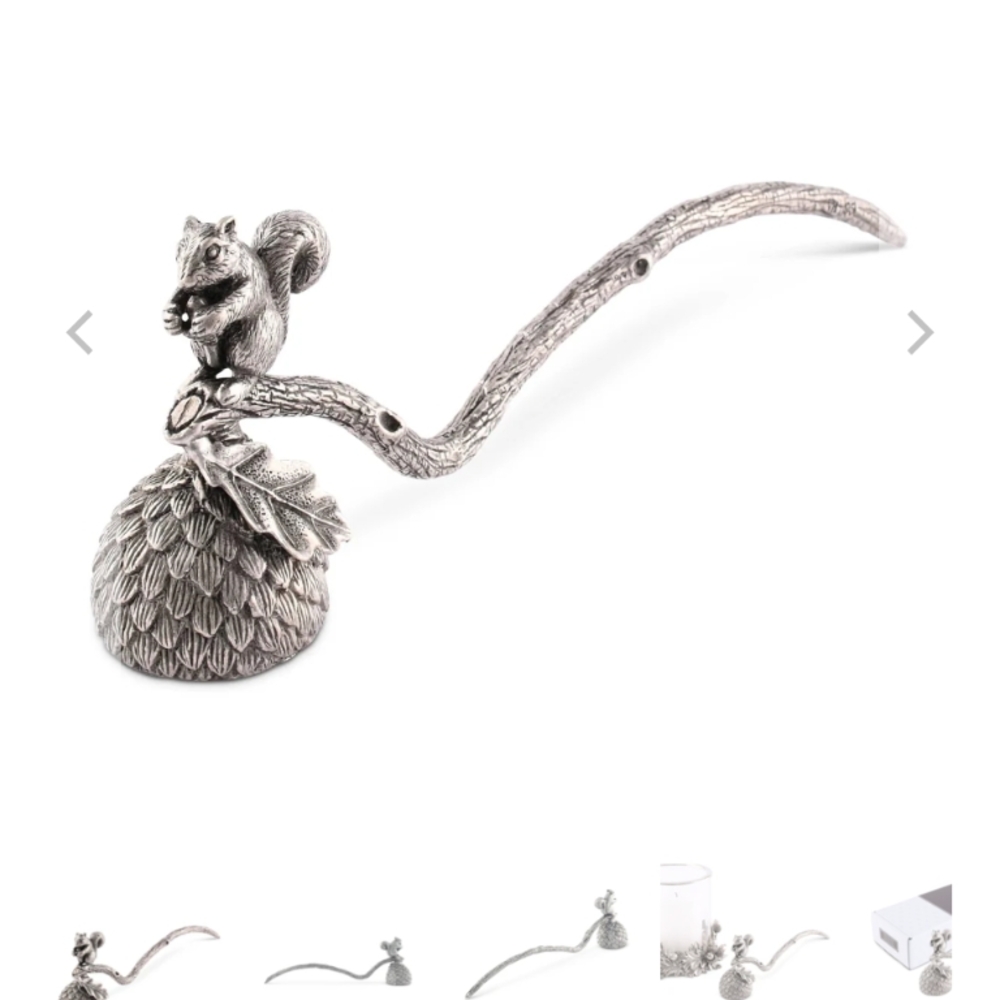 Silver Squirrel Pinecone Candle Snuffer